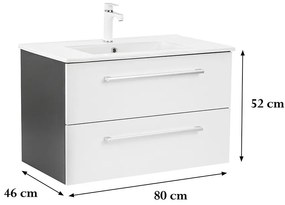 Dulap inferior Vario Clam 80 cu lavoar antracit-alb