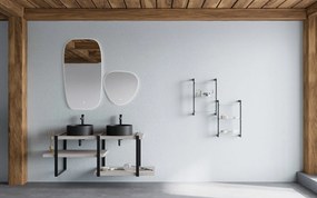 Oglindă lemn masiv cu iluminare LED si acționare touch 54x100cm