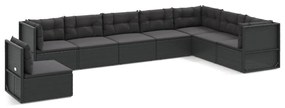 3187137 vidaXL Set mobilier de grădină cu perne, 8 piese, negru, poliratan