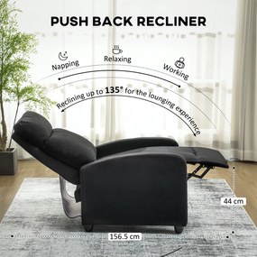 HOMCOM Fotoliu de Relaxare Reclinabil Manual cu Suport pentru Picioare din Țesătură Neagră | Aosom Romania