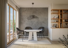 Masă de sufragerie Mulnu (gri deschis + Alb) (pentru 4 până la 6 persoane). 1055226