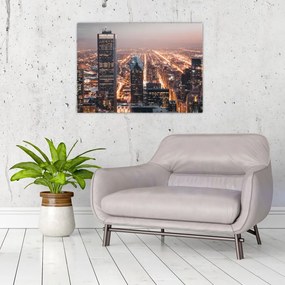 Tablou pe sticlă cu metropolă luminată (70x50 cm)