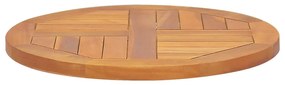 316154 vidaXL Blat de masă, 50 cm, lemn masiv de tec, rotund, 2,5 cm