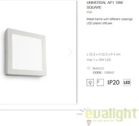 Aplica LED dim. 22,5x225,5cm, UNIVERSAL AP1 18W SQUARE BIANCO 138640