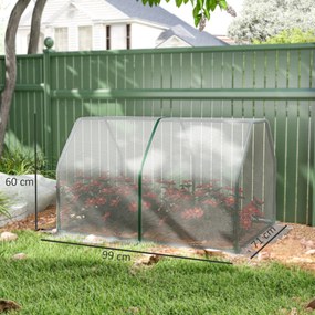 Mini Seră Outsunny pentru grădină și balcon din plastic PE și oțel cu închidere cu fermoar, 99x71x60 cm, de culoare alb transparent | Aosom Romania