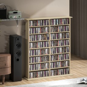 HOMCOM Dulap Bibliotecă pentru CD-uri cu 16 Rafturi, Design Modern, din Lemn, 106,5x24x126,3 cm, Natur | Aosom Romania