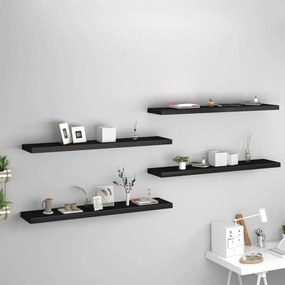 vidaXL Rafturi de perete suspendate 4 buc. negru 120x23,5x3,8 cm MDF