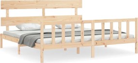 vidaXL Cadru de pat cu tăblie Super King Size, lemn masiv