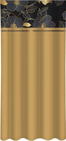 Draperie clasică maro-caramel cu imprimeu de flori aurii Lățime: 160 cm | Lungime: 250 cm