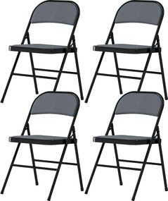 HOMCOM Set de 4 scaune pliabile pentru sufragerie portabile cadru din oțel 45 x 46 x 78 cm gri | Aosom Romania