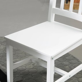 HOMCOM Set de 4 Scaune de Dining, Scaune de Bucătărie, Scaune, Lemn Masiv, 41 cm x 46,5 cm x 85,5 cm, Alb | Aosom Romania