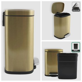 Coș de gunoi auriu mat cu pedală din oțel 5 l Akira – Spirella