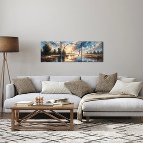 Tablou - Pictură cu soarele deasupra apei (cu ceas) (90x30 cm)