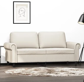 349126 vidaXL Canapea cu 2 locuri, crem, 140 cm, piele ecologică