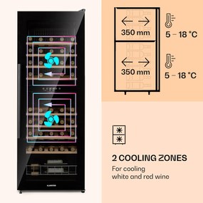 Klarstein Barossa 54 Duo, Frigider pentru vin, 2 zone, 148 litri, 54 sticle cu ecran tactil