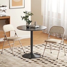 HOMCOM Set de 2 scaune pliabile tapițate în in sintetic, cu spătar și structură din oțel pentru living 45x46x78 cm Bej | Aosom Romania