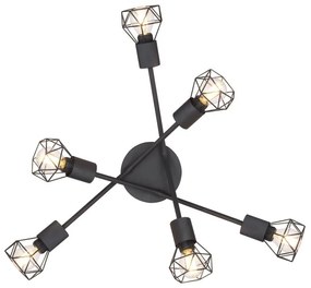 Plafoniera cu 6 spoturi design industrial XARA I negru