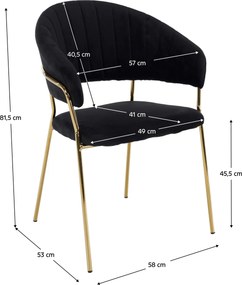 Scaun de sufragerie de design, material Velvet negru/gold crom auriu, DASMIN TIP 1