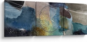 Tablou - Abstract acuarelă (cu ceas) (90x30 cm)