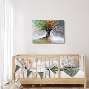 Tablou pe sticlă - Arborele celor patru anotimpuri (70x50 cm)