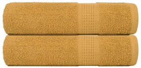 vidaXL Prosoape de duș 2 buc Aur 70x140 cm 360 g/m² 100% bumbac