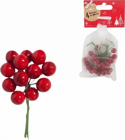 Decoratiuni de Craciun pe sarma BERRIES 9 cm, rosie