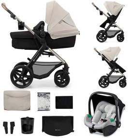 Cărucior de copii combinat 3 în 1 KINDERKRAFT MOOV 2 Moonlight grey + scaun auto MINK PRO