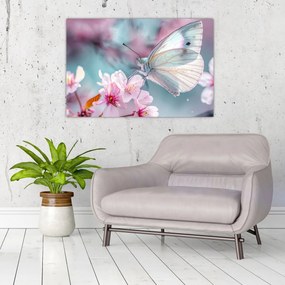 Tablou - Fluture pe un cireș (90x60 cm)