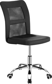 Scaun birou IDOR 2 NEW, negru/crom, plasa/piele ecologica, 45x59x90/10