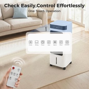 HOMCOM Climatizator Evaporativ 3 în 1 cu Rezervor de 7 L Oscilație 48° 3 Viteze 3 Moduri Temporizator 24h Alb | Aosom Romania