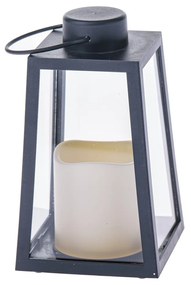 Lanternă cu lumânare LED Edera negru, 10 x 18 x 10cm, plastic, patină