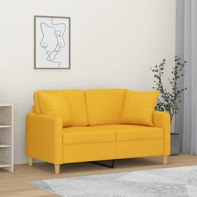 3153134 vidaXL Canapea 2 locuri cu perne&pernuțe galben deschis 120 cm textil