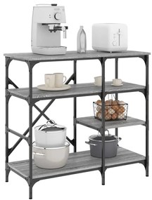 vidaXL Raft brutărie, gri sonoma, 90x40x84 cm, lemn prelucrat/metal