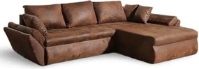 Colțar extensibil dumonde cu ladă de depozitare si sezut confortabil din spuma high-density, Loana Madagaskar Brown 270x185 cm