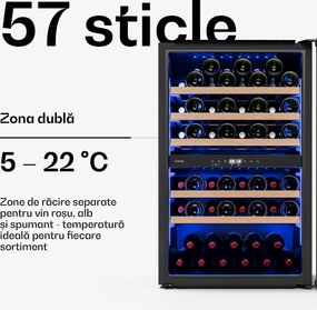 Klarstein Illuminosa vitrină frigorifică încorporabilă pentru vin | Dualzone | Protecție UV | 143 litri | 57 sticle | 60 cm