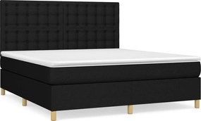 vidaXL Pat box spring cu saltea, negru, 180x200 cm, catifea