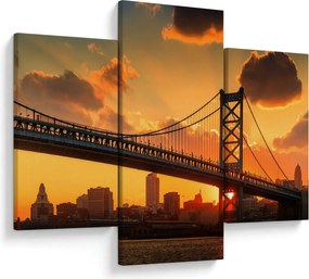 Tablou - Apus de soare peste Podul Ben Franklin, Philadelphia (90x60 cm)