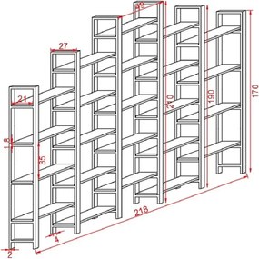 Biblioteca ,solid wood,lemn, Homs,seria A-620,218x27x210 cm ,630106