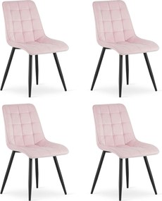 Set 4 Scaune Bucatarie/Dining Spirit Catifea Roz Deschis