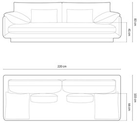 Canapea verde-închis 220 cm Torino – Micadoni Home