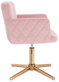 HR802CROSS Scaun Roz Pudra din Catifea cu Bază Aurie