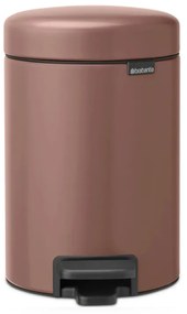 Cos de gunoi cu pedala Brabantia NewIcon 1008837, 3 L, Inchidere lina, Baza antiderapanta, Finisaj satinat, Maro