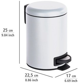Wenko Coș de gunoi cu pedală Leman 3 l, alb, 3 l