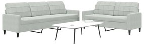 vidaXL Set de canapele cu perne, 2 piese, gri deschis, catifea