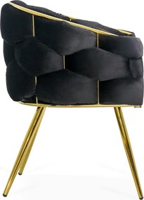Scaun living negru din catifea cu picioare aurii BUC 251