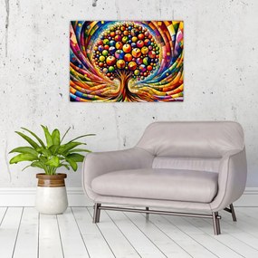 Tablou pe sticlă – Arbore colorat cu mere (70x50 cm)