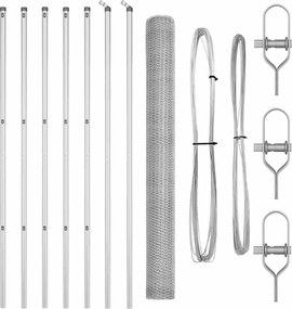 vidaXL Stâlp de gard. Argintiu 10 x 1,6 m (plasă de 13 mm) Oțel