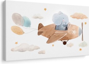 Tablou - Acuarelă elefant într-un avion (90x60 cm)
