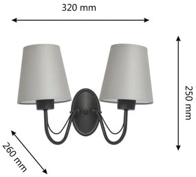 Aplica de perete MALBO 2xE27/15W/230V gri/negru