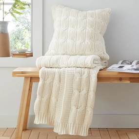 Pătură albă/bej tricotată 130x170 cm Chunky Marl Knit – Catherine Lansfield